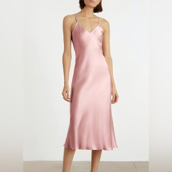 Stars Above Pink Silk Looking Flowy Dress 🩷 size M - Picture 3 of 11